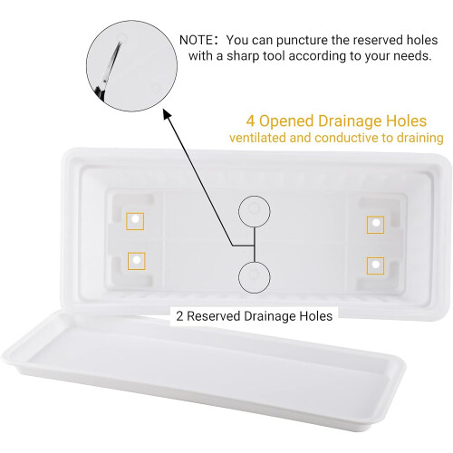 6 Pack White Plastic Window Box Planters with Tray, Large Rectangular Garden Flower Pots Indoor Outdoor 1