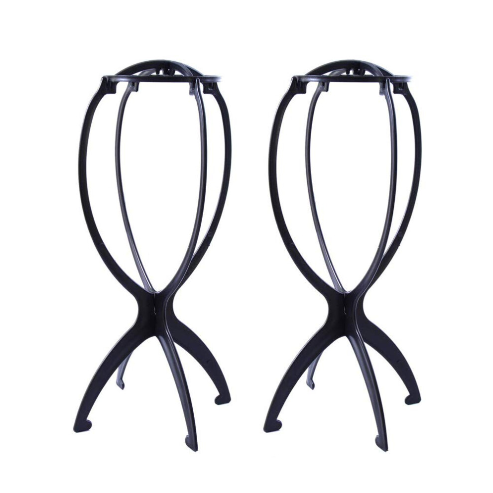 Unisex Black Wig Stands Twopack Wig Head Stand 14.2Inch Travel Portable Wig Holder For Multiple Wigs And Hats