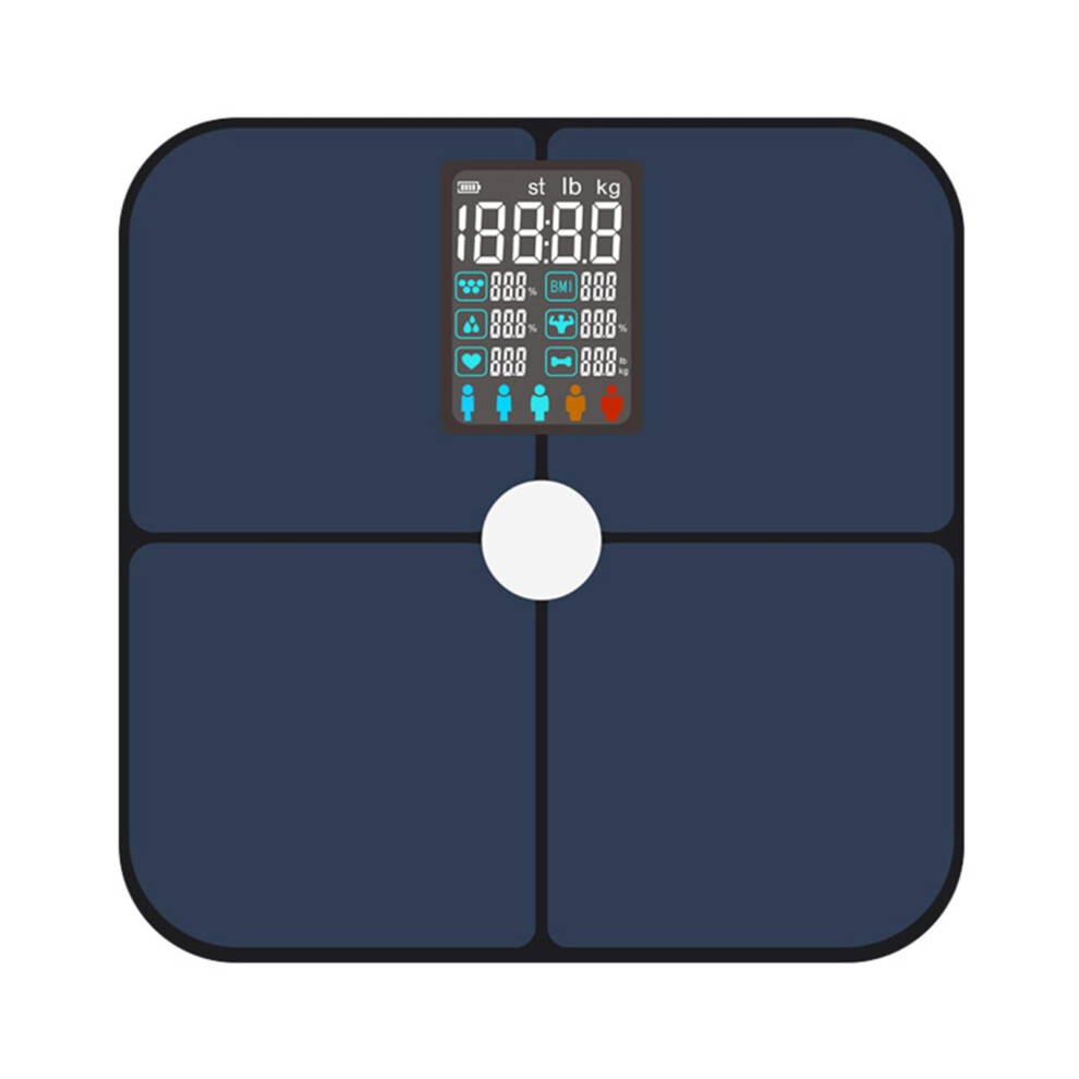 Smart Body Weight Scale with LED Display, Rechargeable BMI and Fat Analysis Digital Bathroom Scale