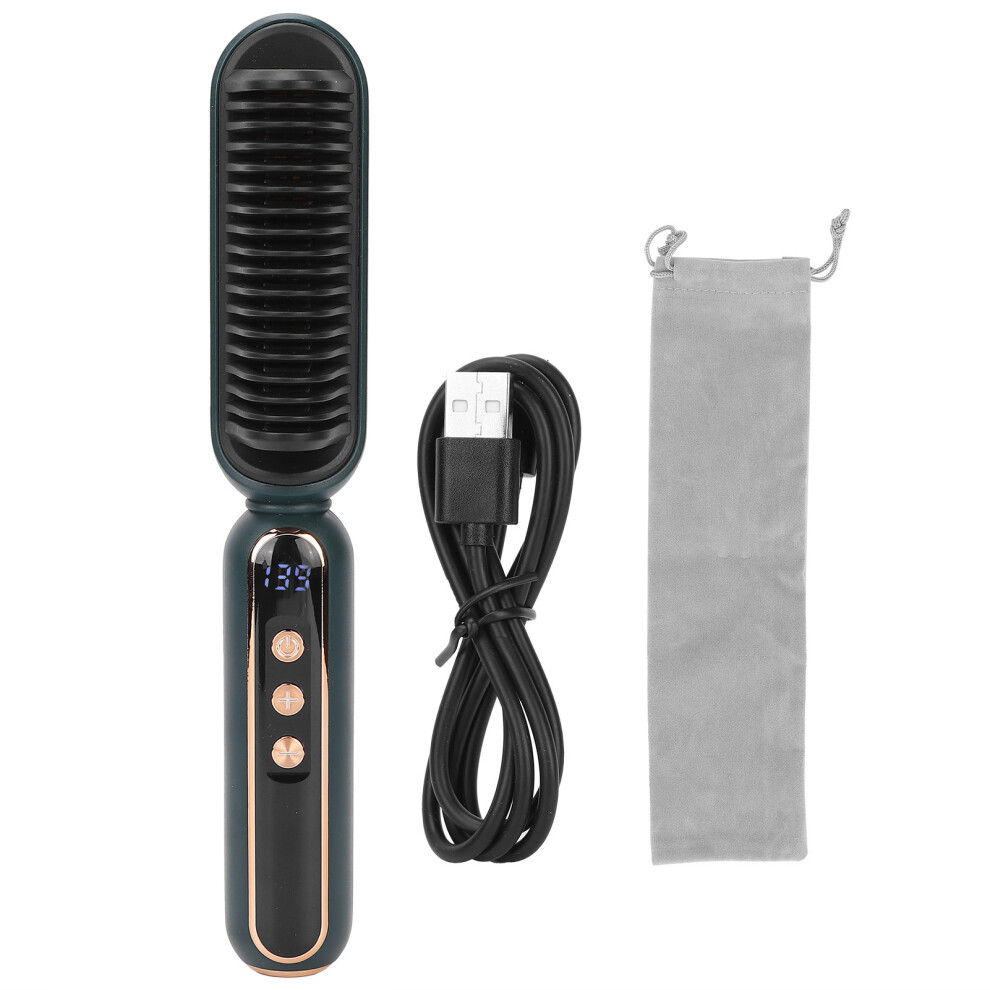 Adjustable Temperature Settings Hair Straightener Brush With Negative Ion Tech Auto Off Function Cordless Rapid Heat Suitable For Fine To Curly Hair