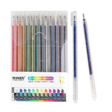 12 Strengthfully Glitter Gel Pens, 12 Colors Metallic Gel Markers, Color Changing Stars Pen Set with Fast-Drying Ink
