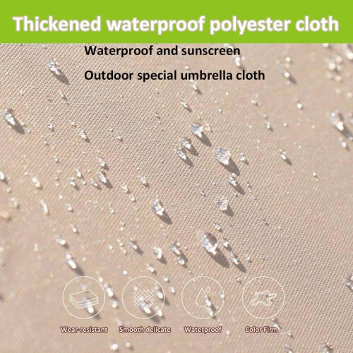 Patio Umbrella Replacement Canopy UV30+ Waterproof Polyester Ventilated  7.5FT 8 Ribs Khaki 2