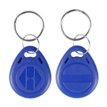LIBO Writable RFID Keychains 125KHz T5577 NFC Token Proximity ID Access Control Key Fob Tags Card Programable Blue Color (Pack of 100)
