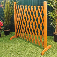 Expanding Wooden Fence Trellis - Freestanding Garden Barrier Screen with Wide Feet - Adjustable Width 29-140cm, Decorative Portable Privacy Fence for