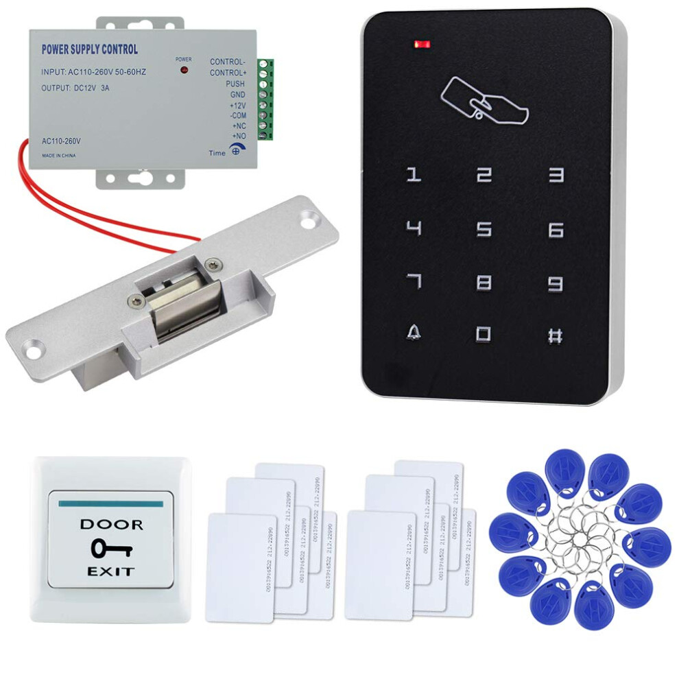 Ftstech Access Control System, Rfid Door Lock Kit With Keypad, Power Supply, Exit Button, Keyfobs & Cards (125Khz, Nc Electric Lock) 192132375603