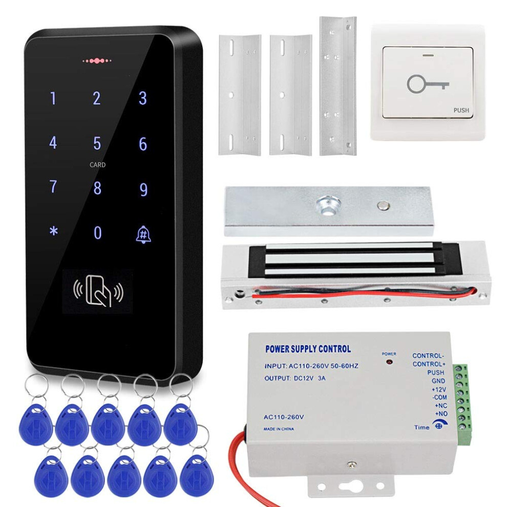 Kdl Door Access Control System Ip68 Waterproof Rfid Keypad Controller, Dc12v Power Supply, Electric Magnetic Lock 180 Kg/350 Lbs With Support Z&L 192132296847