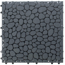 Gardenised QI003970.5 Interlocking Cobbled Stone Look Garden Pathway Tiles, Decorative Floor Grass Pavers Anti-Slip Mat, 5 Pack, Gray