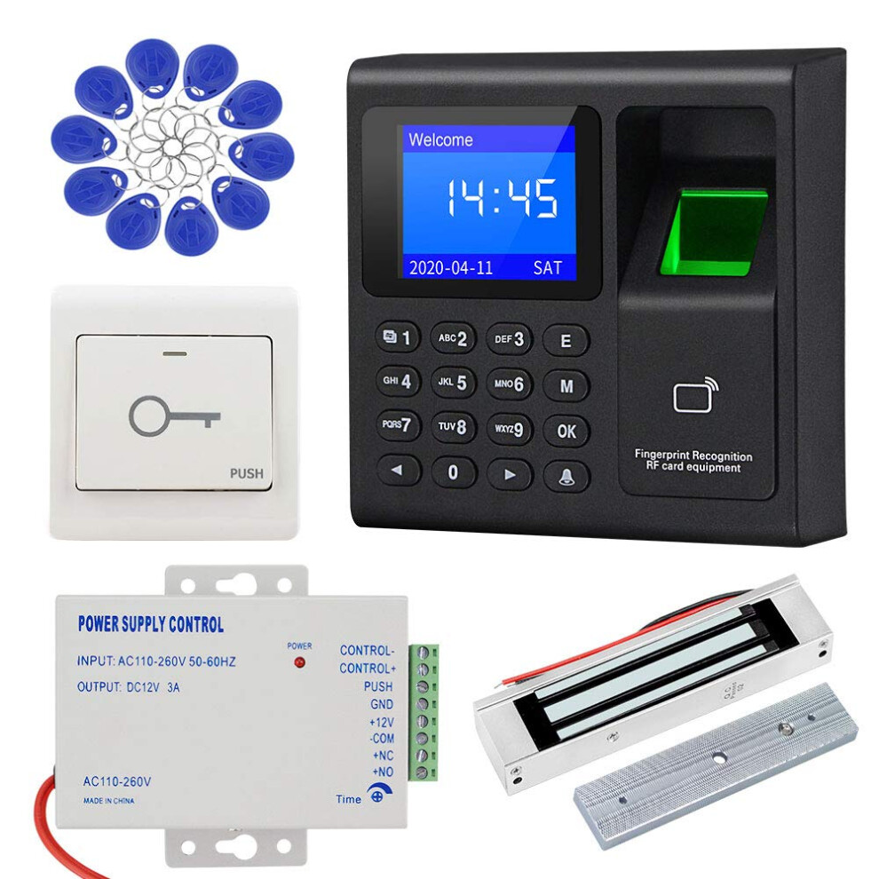 Kdl Complete Rfid Access Control System Fingerprint Access Controller Keypad, Dc12v Power Supply Transformer, 180Kg/350Lbs Electric Magnetic Lock With 192132297103