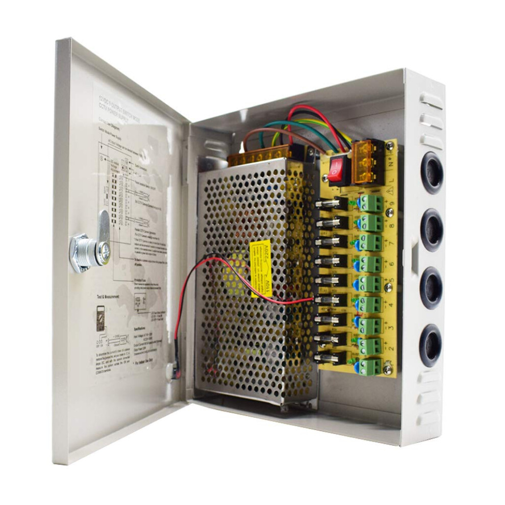 Ayoii Haili 12V 10A Dc 9 Output Power Supply Box Switch Mode Cctv Camera Distribution Power Supply 713289625702