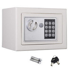 4.6L Small Digital Safe Box 23x17x17cm Security Steel Electronic Safety Box with Two Override Keys PIN Number Code Wall Floor Mounted for Home Office