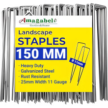 Amagabeli Garden Home Weed Membrane Pegs Garden Stakes Garden Staples Galvanized 200 Pack Garden Pegs Landscape Staples Securing 6 Inch 11 Gauge