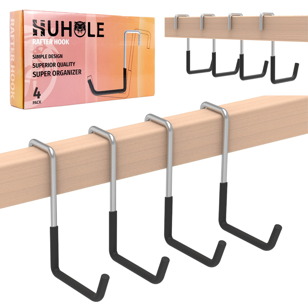 Huhole Rafter Hanger, 4Pc, Rafter Hook, Bike Hangers For Garage, Large S Hooks For Hanging Plants, Ladders, Bikes, Ropes And More Bulk Items 797444669183