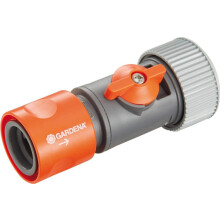 Gardena 0943-50 Hose Connector with Control Valve 19 mm 3/4" Loose, Grey/Orange, 30x20x20 cm