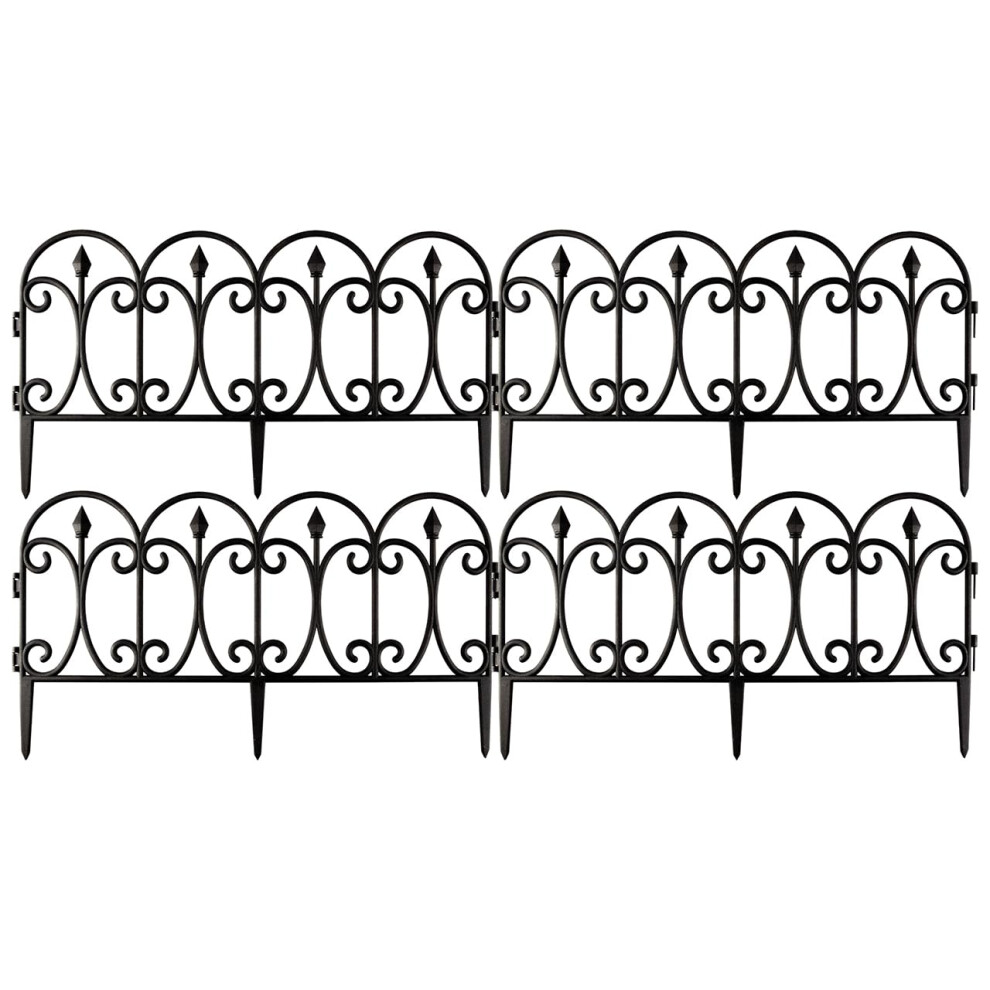4 X Wrought Iron Effect Garden Edge Panels ? Durable Weather Resistant Interlocking Plastic Edging Strips For Lawns, Paths, Borders Or Fence Off Trees 5053335917746
