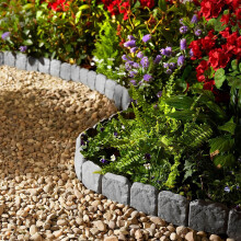 Grey Cobbled Stone Effect Garden Lawn Edging Plant Border | Simple tap In | 10 Pack 2.4m length | Interlocking Garden Edging for Flower Bed Fence