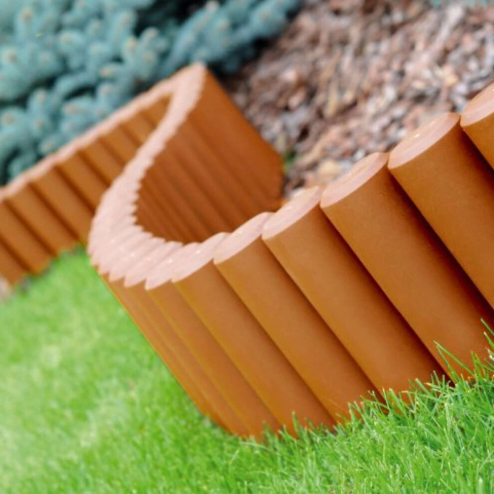 Thrink Terracotta Garden Edging/Fencing - Plant Border Path | Easy To Connect | Ideal For Edging Of Flower Beds And Patches | Made From Plastic - 5056463932681