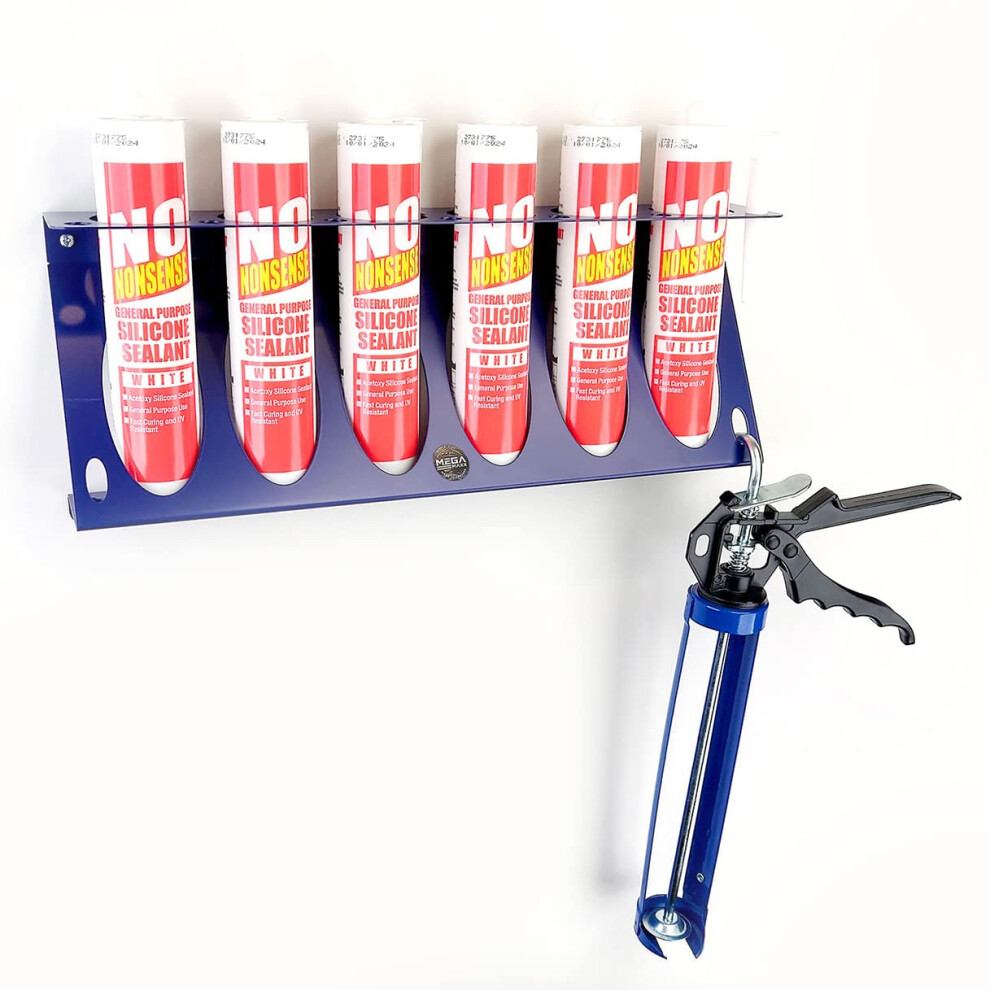 Megamaxx Wall Mounted Silicone Tube Rack For Vans, Workshops And Sheds - Tubes Holder For Garage - British Steel - Powder Coat Finish - Blue 5056482441294