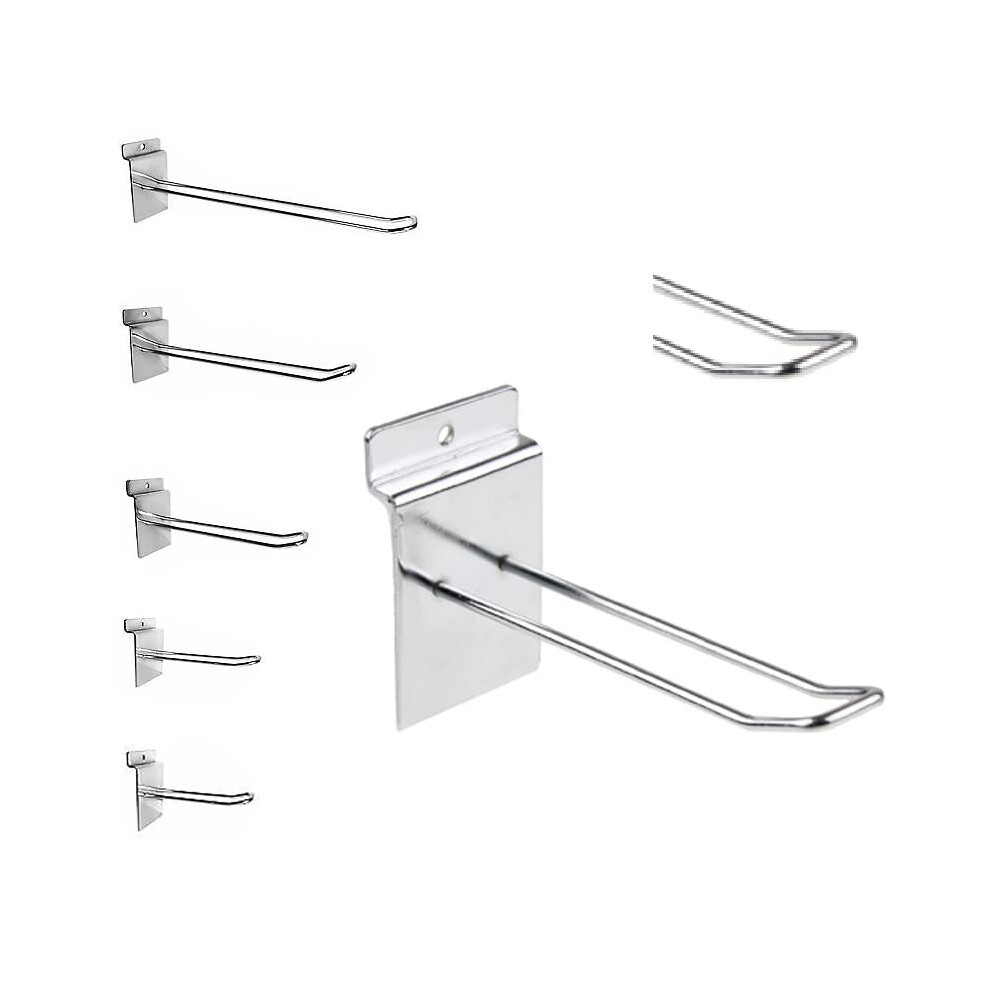My Shopfittings Hd Looped Euro Hooks For Slatwall, Accessories, Chrome Finish Slatwall Euro Hooks In 5 Sizes 4??, 6??, 8??, 10??, And 12?? Or 10Cm, 5056513430457