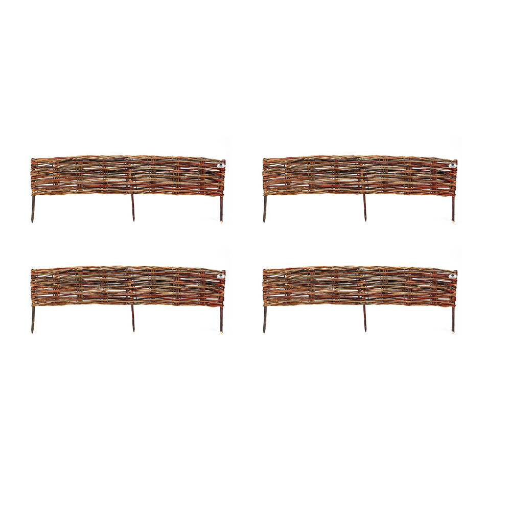 Ruddings Wood Pack Of 4 X Traditional Willow Edging 1.2M Garden Border Fencing - Woven Lawn Hurdle Edge Fence 5060243375568
