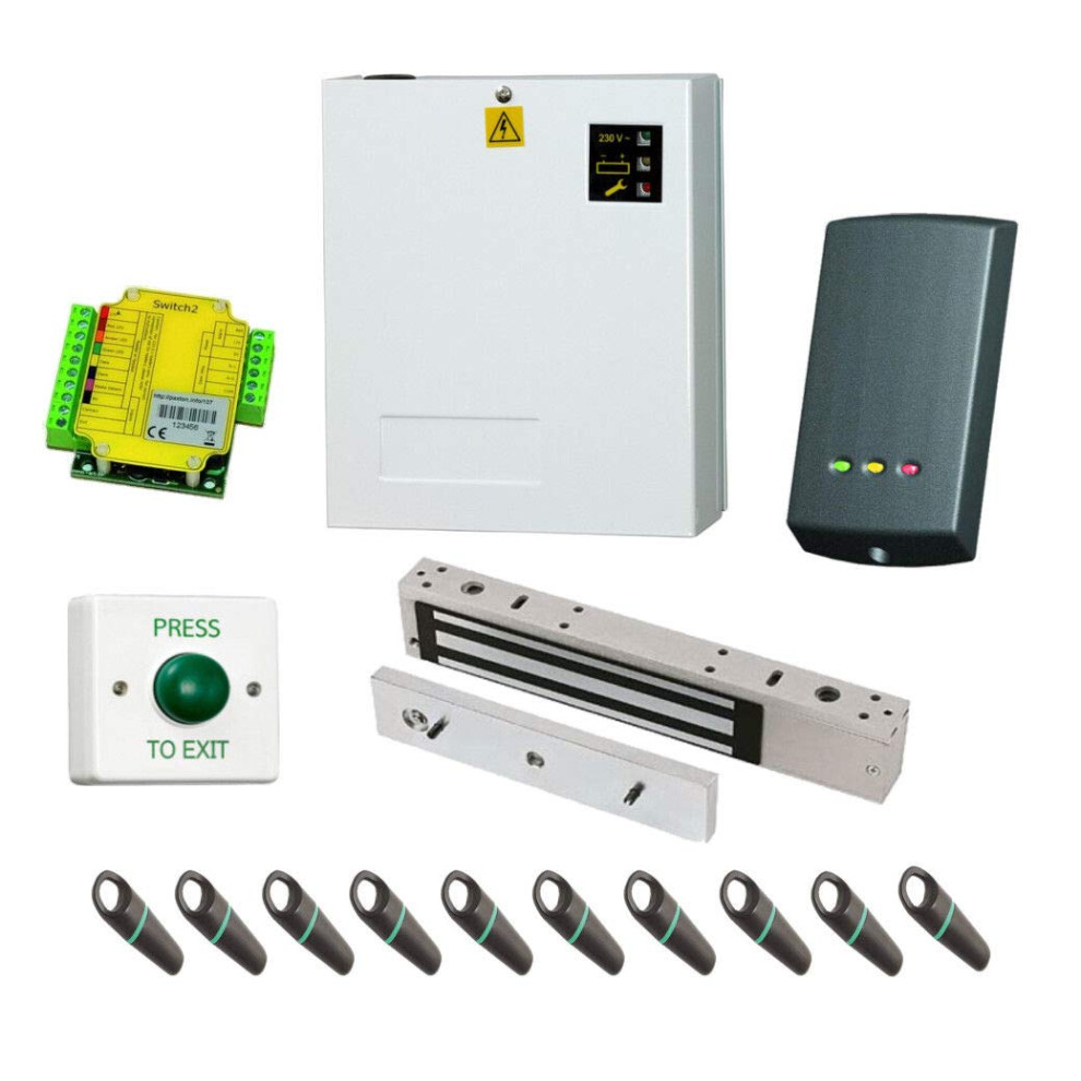 Paxton Switch 2 Access Control Kit With 10 Proximity Fobs, Power Supply, Maglock, Exit Button & Proximity Reader 5060612453880