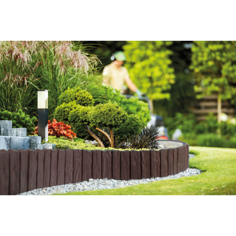 Garden & Lawn/Path/Border Edging,Wood Effect,2.32M Length Pack,Ideal For Curves,Circles And Bends,Black,Gray Or Brown (Brown) 5056596134358