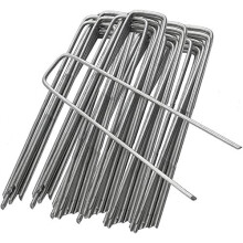 Ram? 50 X Silver Galvanised Ground Pegs Lawn Pegs Stakes Staples Lawn U Shaped Nail Pins For Weed Control Membrane Weed Fabric Garden Netting