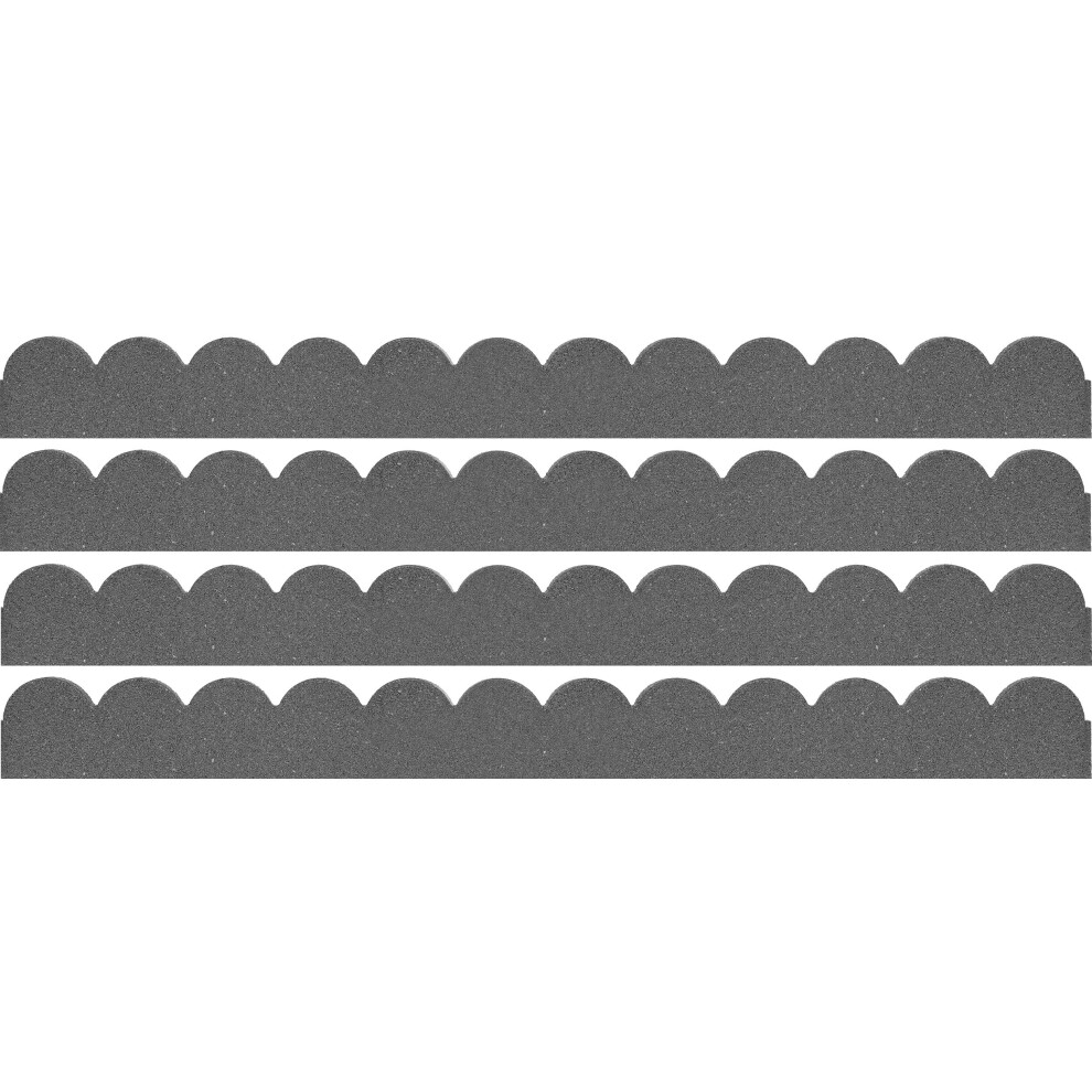 Garden Gear Flexi Curve Border Scallop Flexible Edging Stone Effect Eco Friendly Recycled Rubber Small Brick Edging In Grey (Grey X4) 5057898145905