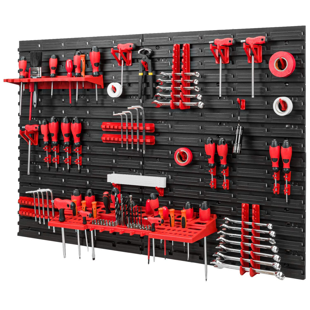 Tool Wall Storage System - 1152 X 780 Mm Wall Shelf With Tool Holders - Set Of 38 Accessories Tool Hole Wall Workshop Shelf Hooks 5908261575440