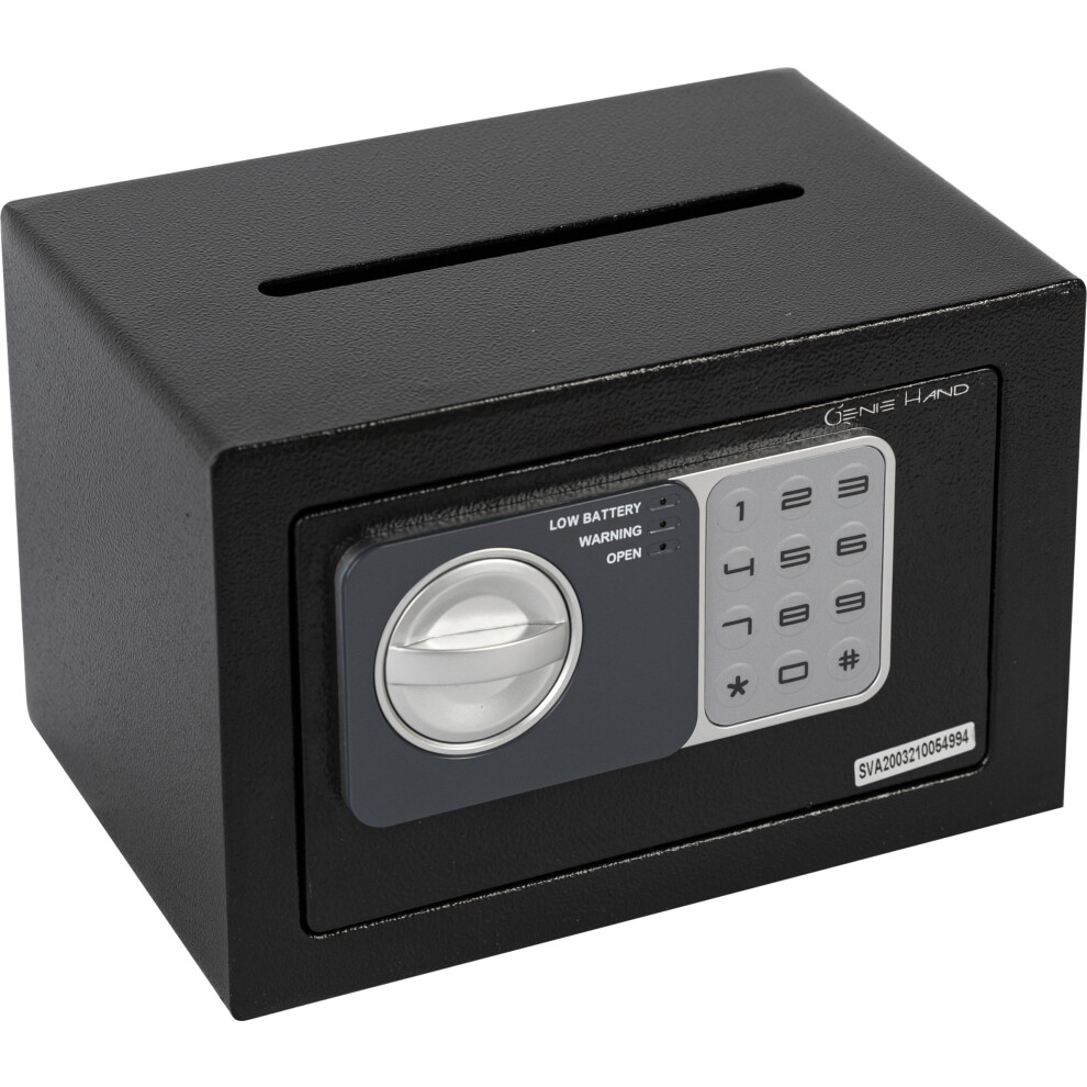 Genie Hand | Electronic Home Safe With Key And Combination Lock, High Security Money Box For Cabinet ? B-Class Lock ? Anti Bounce Technology