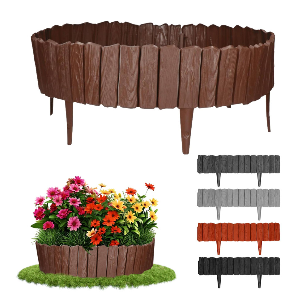 Gardenix Brown Edging - 2.3M/7.4Ft Flexible Garden Edging For Flower Beds, Lawn, Patio & Pavement - Easy Install Border, No Digging, Weather-Resistant 5904506204267