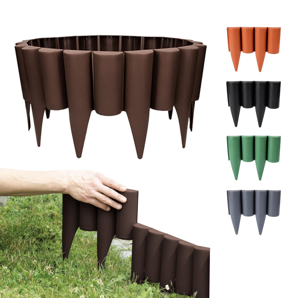Gardenix Brown Lawn Edging - 2.5M/8.2Ft Flexible Garden Edging For Flower Beds, Lawn, Patio & Pavement - Easy Install Border, No Digging, 5907465620505