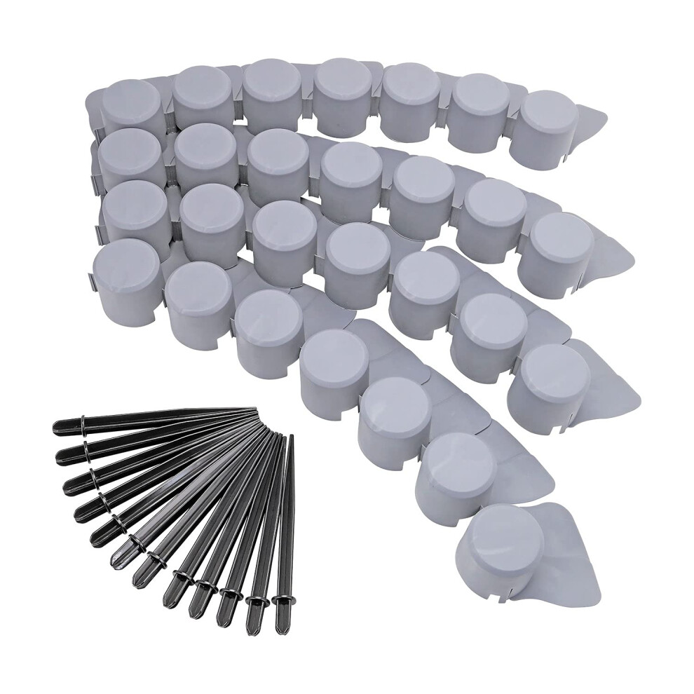 Taylor & Brown 16 Pack Grey Palisade Garden Edging Plastic Lawn Plant Border Push In Securing Pegs - Ideal For Borders Flowerbeds Paths And Lawns - 5059799141710