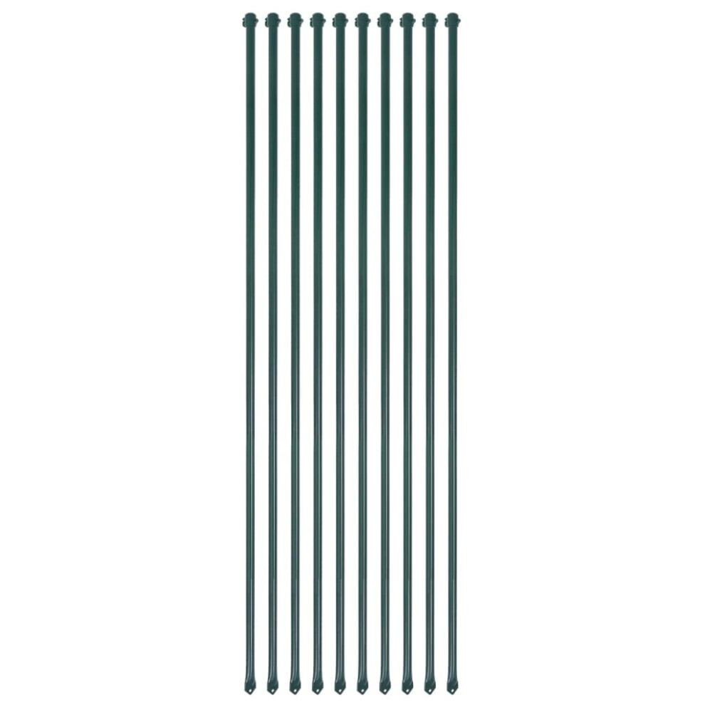 Vidaxl Garden Posts, 10 Pcs, 1.5 M Length - Durable Metal Rustproof & Water-Repellent, Ideal For Trees, Shrubs, Vines Green