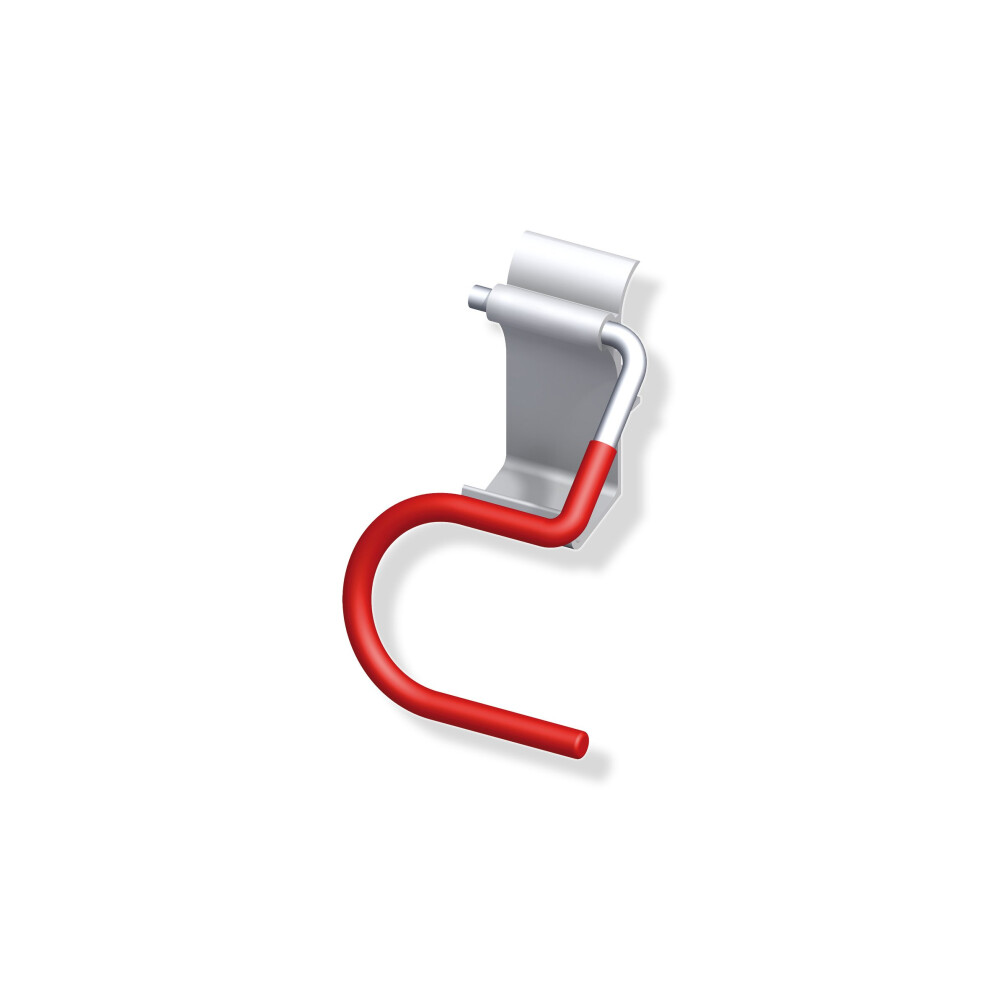 Gedotec Ski Holder, Curved Device Holder, Garage Wall Mount, Load Capacity 10 Kg, Galvanised Steel, Universal Wall Hook, Red Rubberised, 1 Piece, Ski 9010124537413