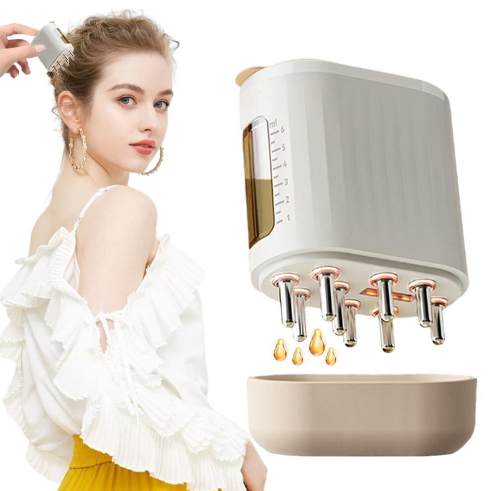 Electric Scalp Massager with Oil Applicator, Red Light Vibration for Hair Growth, Waterproof White