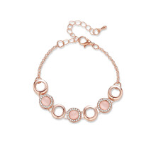 Charm Bracelet with Rose Gold Plated Links, Crystal Bracelet Featuring Rhinestone Decoration and Exquisite Workmanship, Hypoallergenic Jewelry for Wom