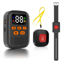 Wireless Caregiver Pager with SOS Call Button for Elderly, No Fee Medical Alert System, 328ft Range