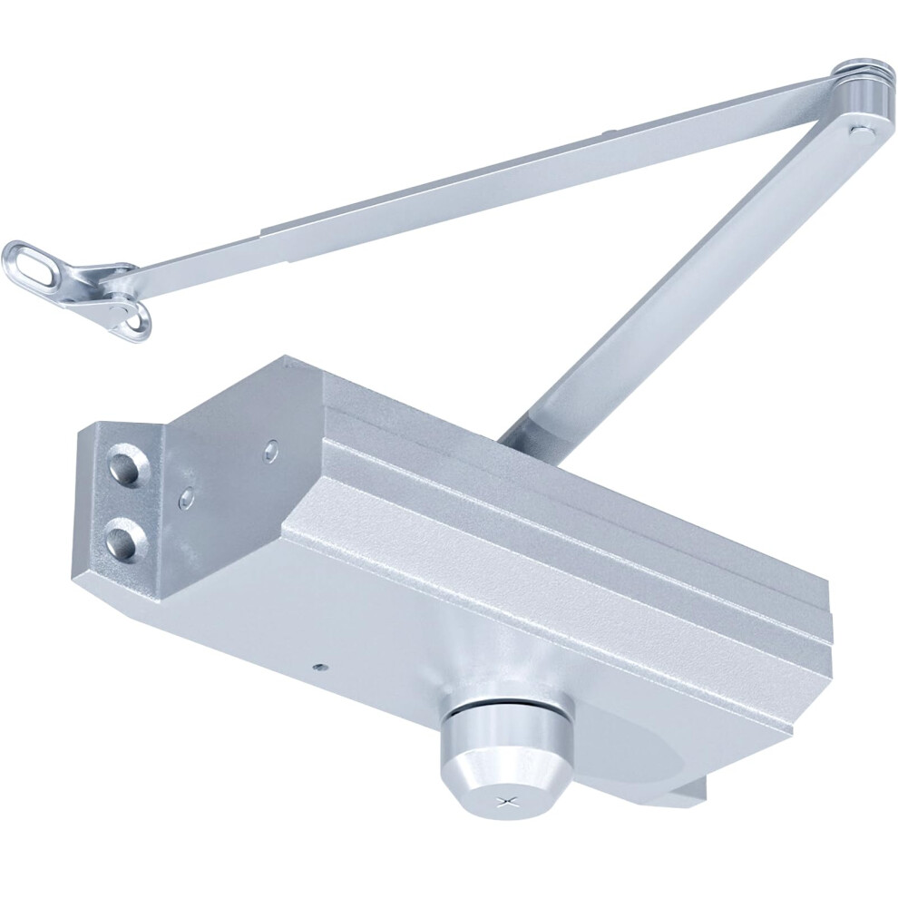 Automatic Door Closer Grade 1 Heavy Duty With Backcheck, Ada Compliant, Ul 3Hr Fire Rated, Silver Aluminum 9199774858663