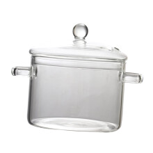 Glass Soup Pot with Lid, Microwave Safe Heat Resistant Clear Glass Noodle Bowl for Kitchen Use