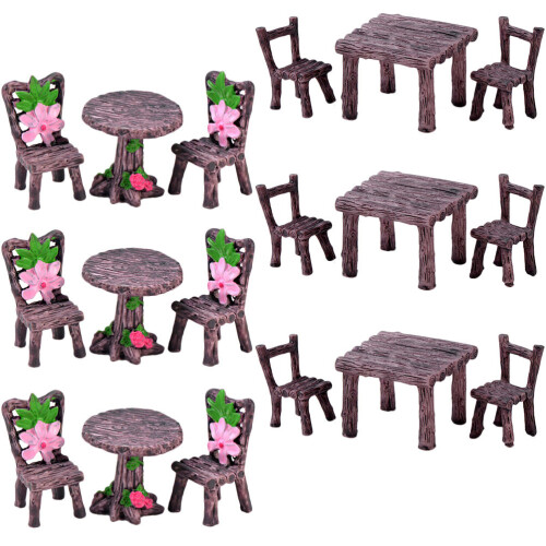 90 Pièces Miniatures Meubles Jardin Micro Paysage Table Chaise