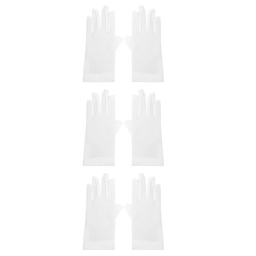 3St Kinderwitte Handschoenen Rekbaar Polyester Comfort 2