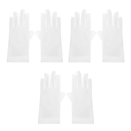 3St Kinderwitte Handschoenen Rekbaar Polyester Comfort 1