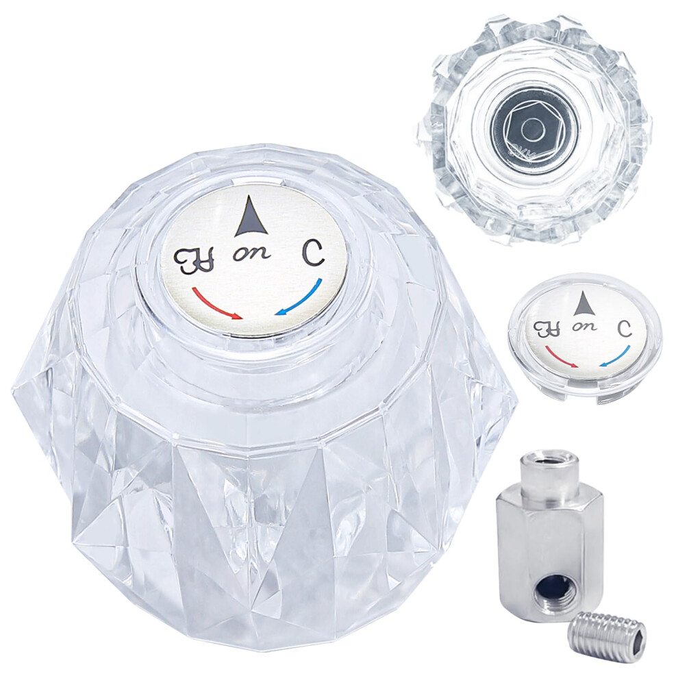 Shower Handle Replacement Rp41661 Knob For Delta And Peerless, Clear Acrylic Scalloped Grip Faucet Kit 9094768187463