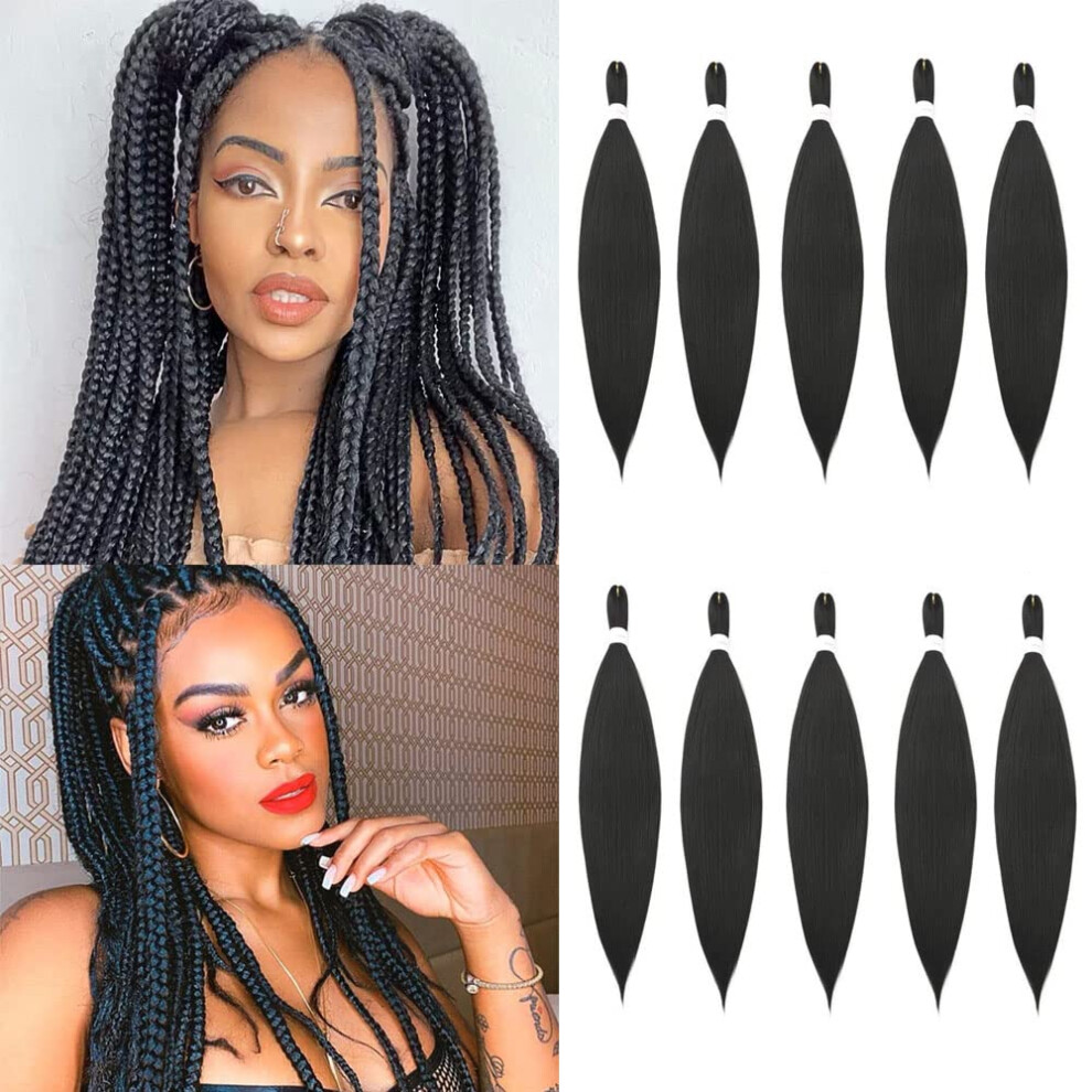 Unisex 24 Inch Ombre Jumbo Braiding Hair Extensions, Heatresistant Synthetic Pre Stretched Yaki, 10 Packs