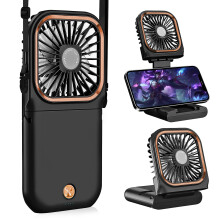 Portable Neck Fan Mini USB Rechargeable Hands Cooling with 3 Speeds for Travel Office Home Black