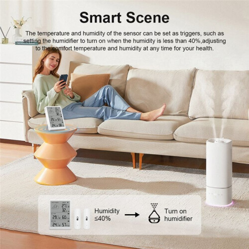 WiFi  Temperature Humidity Monitor with Sensor APP Remote Control Digital Temperature Humidity Sensor Voice Control 1