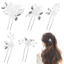Pince à cheveux perle avec une touche nuptiale, bijou de cheveux de mariage orné de strass et d'un motif inspiré des feuilles, épingle à cheveux