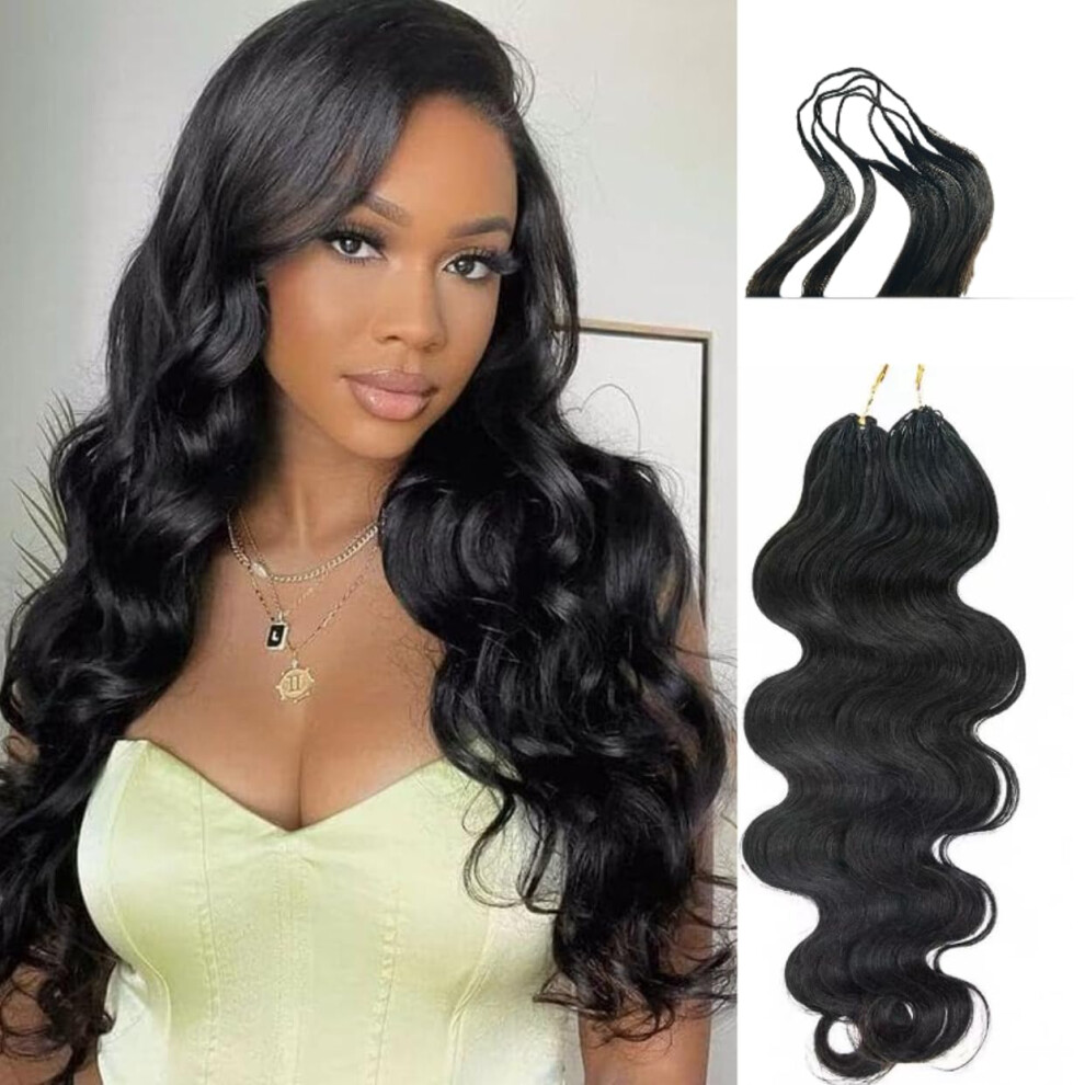 100% Human Hair Body Wave Crochet Extensions 18 Inch Natural Color Knotless Braids for Women