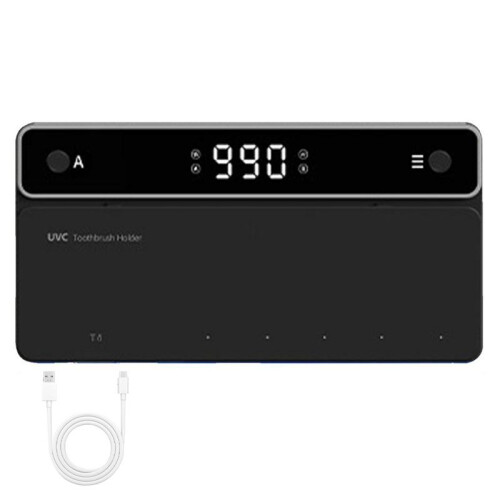 Toothbrush Holder, Timer Function, Rechargeable Cordless Wall-Mounted Bathroom Black