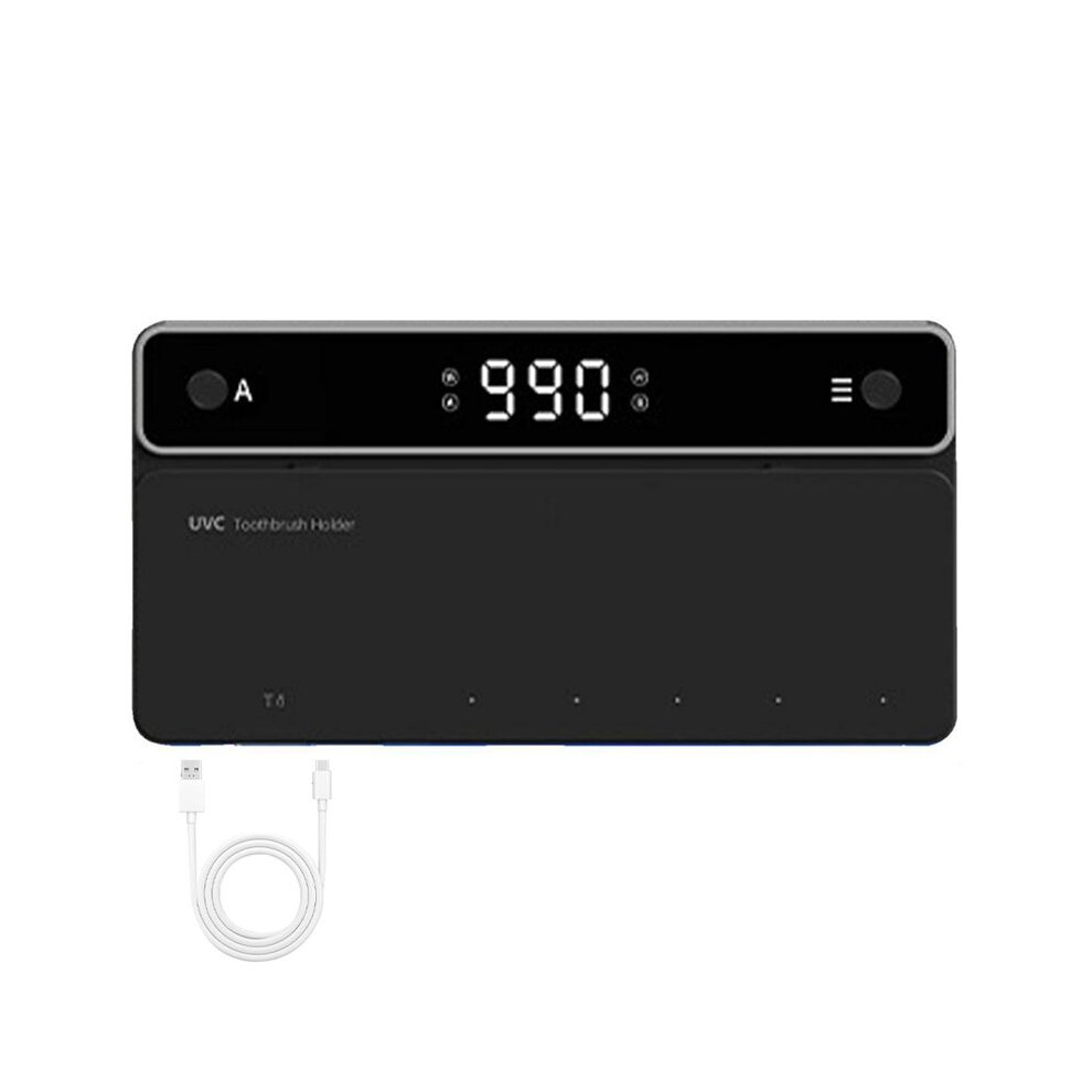 Black Toothbrush Holder, Timer Function, Rechargeable Cordless Wall-Mounted Bathroom